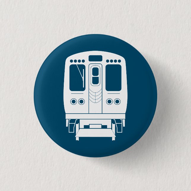 White Chicago “L” Profile on Blue Background Button (Front)
