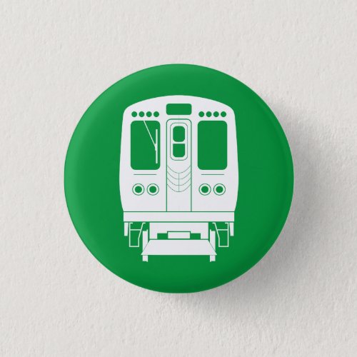 White Chicago L Profile on Green Background Button