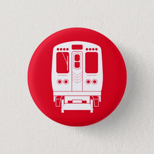 White Chicago L Profile on Red Background Button