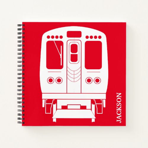 White Chicago L Profile on Red Background Notebook