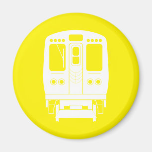 White Chicago “L” Profile on Yellow Background Magnet