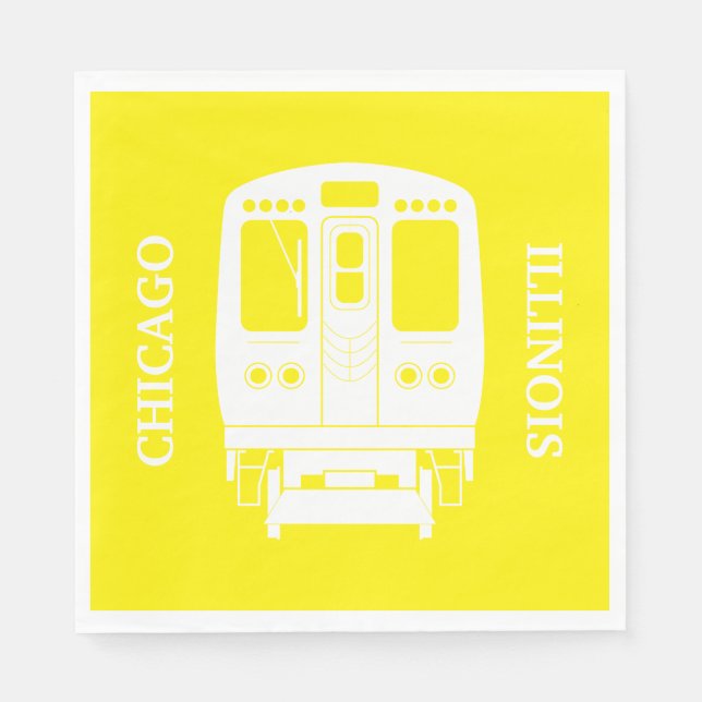 White Chicago “L” Profile on Yellow Background Napkins (Front)