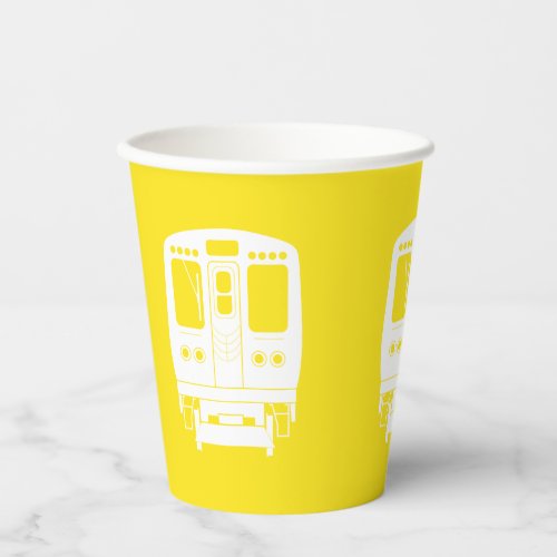 White Chicago L Profile on Yellow Background Paper Cups