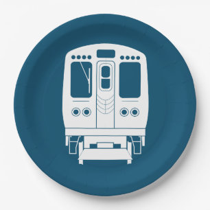 White Chicago “L” Profile on Yellow Background Paper Plates