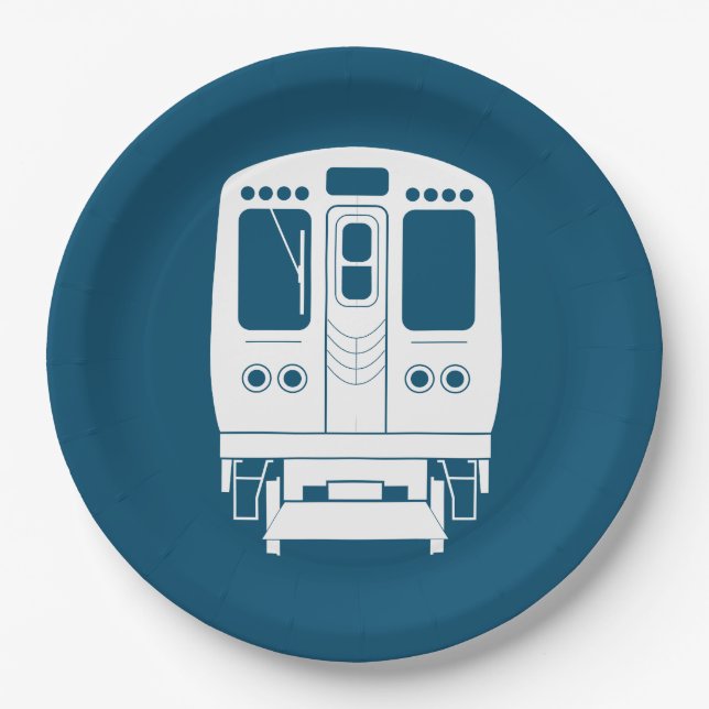 White Chicago “L” Profile on Yellow Background Paper Plates (Front)
