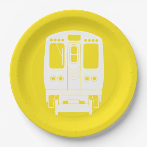 White Chicago L Profile on Yellow Background Paper Plates