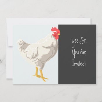 White Chicken Invitation by Customizables at Zazzle