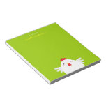 White Chicken On Green Personalizable Notepad at Zazzle
