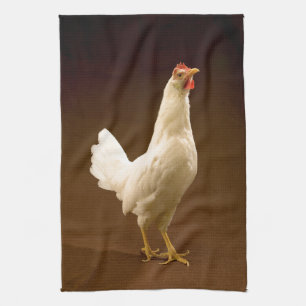 White Chicken Rooster Hen Towel