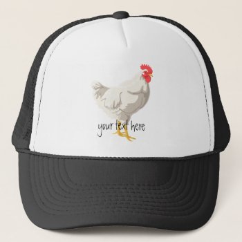 White Chicken Trucker Hat by Customizables at Zazzle