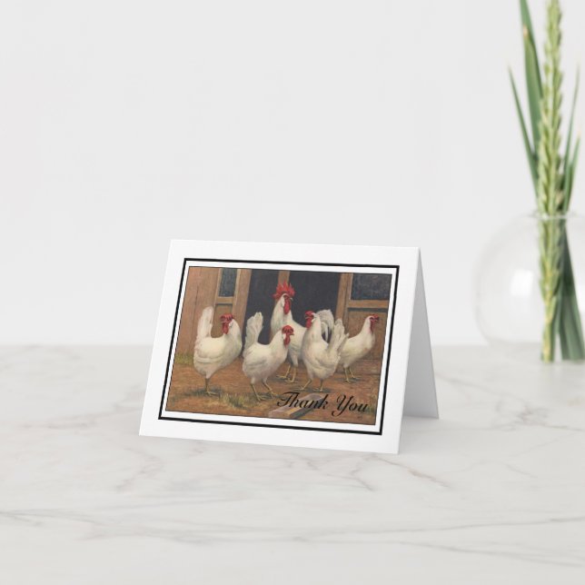 White Chickens Letterpress Thank You Card (Front)