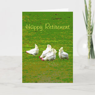 White chickens Retirement card
