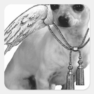 White Chihuahua Angel Wings Square Sticker