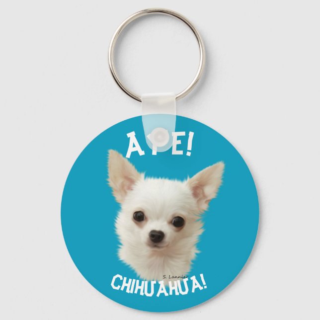 White Chihuahua, Aye Chihuahua Keychain (Front)