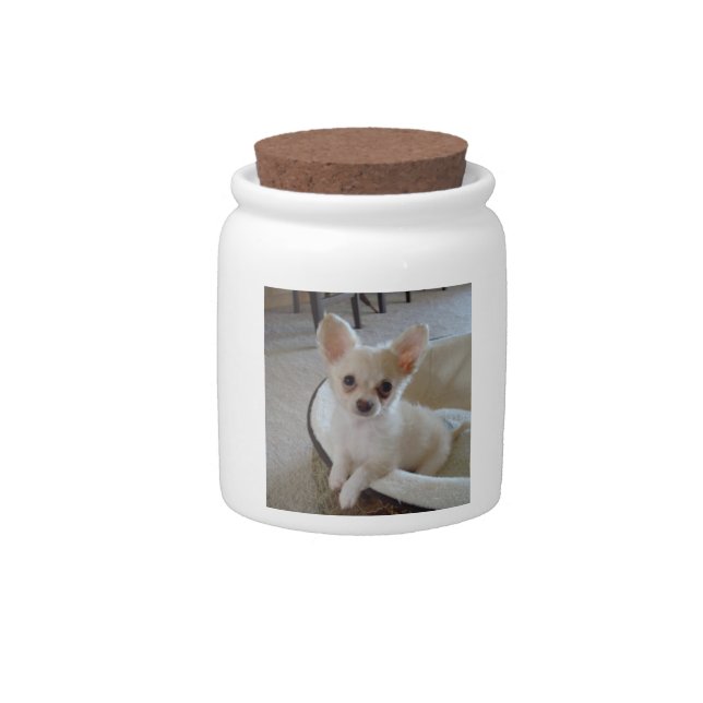 White Chihuahua Candy Jar (Front)