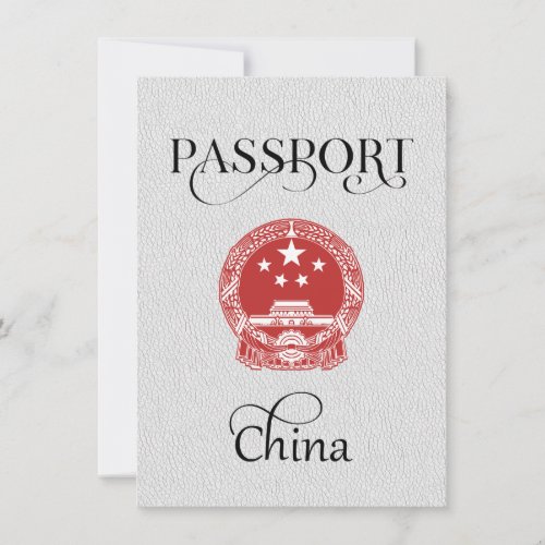 White China Passport Save the Date Card