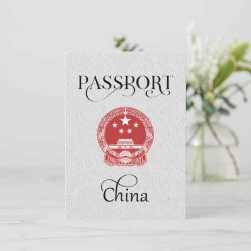 White China Passport Save the Date Card