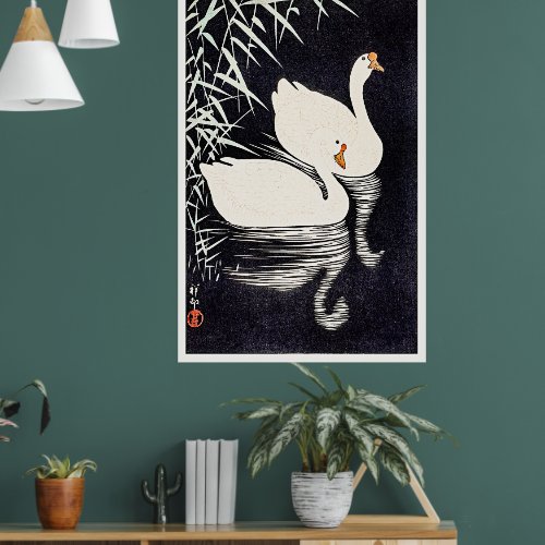 White Chinese Geese by Ohara Koson, Poster