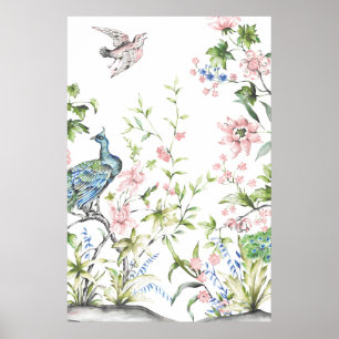 White Chinoiserie Art Prints 24 by 36 Inch