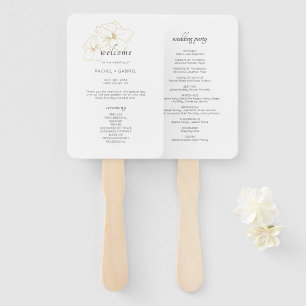 White Chis Faux Gold Floral Wedding Set of Fans