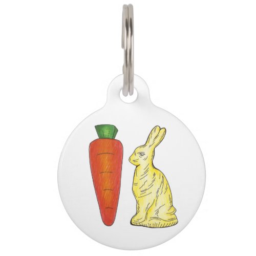 White Chocolate Bunny Rabbit Carrot Easter Candy Pet ID Tag
