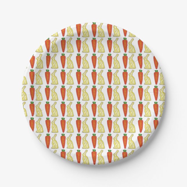 White Chocolate Bunny Rabbit Carrot Easter Plates (Front)