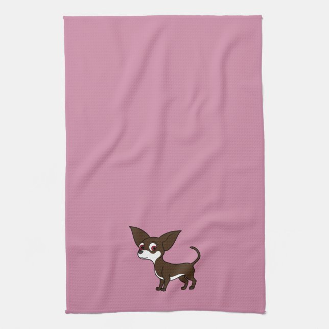 White & Chocolate Chihuahua with Short Hair Towel (Vertical)