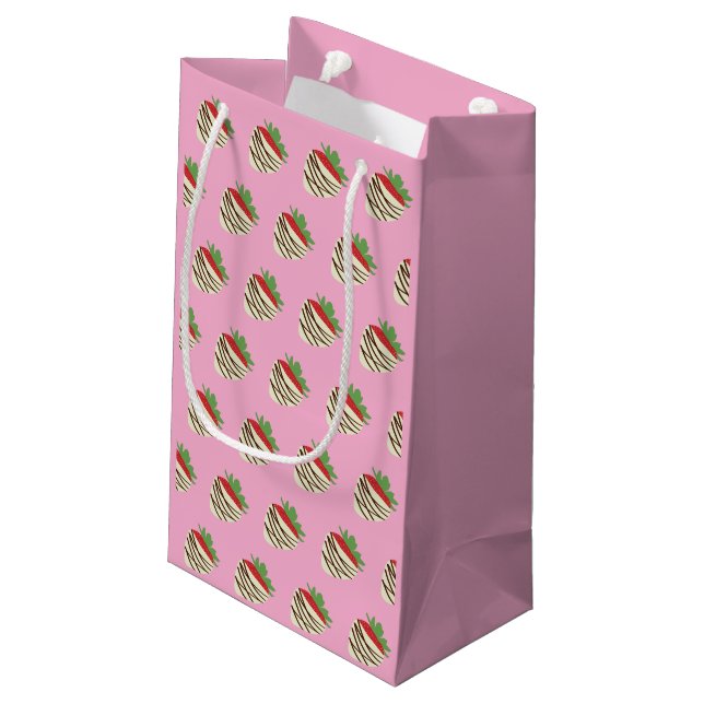 White Chocolate-Covered Strawberry Small Gift Bag (Back Angled)