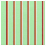 [ Thumbnail: White, Chocolate, Dark Red, and Green Lines Fabric ]