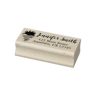 White Chocolate Dipped Strawberry Fruit Address Rubber Stamp