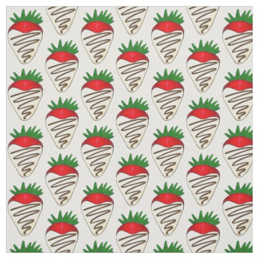 White Chocolate Dipped Strawberry Valentine's Day Fabric