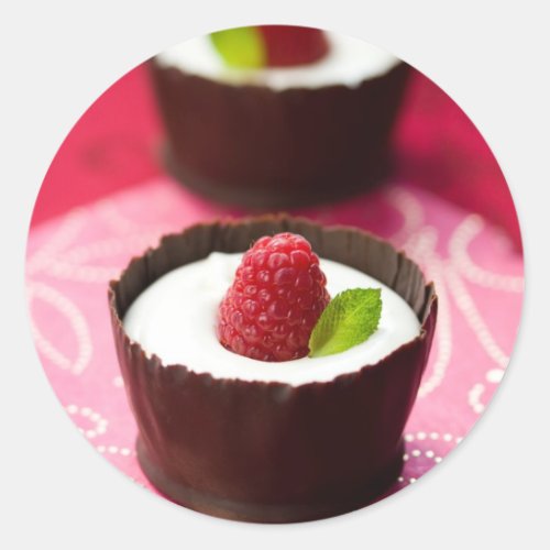 White chocolate mousse dessert classic round sticker