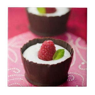 White chocolate mousse dessert tile