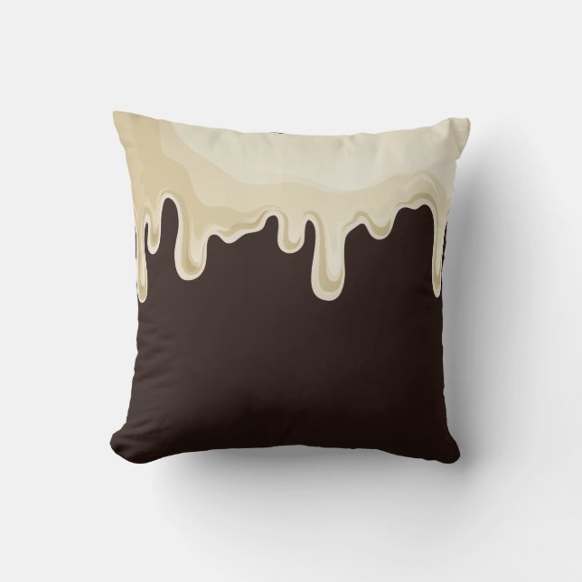 White Chocolate on Dark Chocolate Brown Throw Pillow (Front)