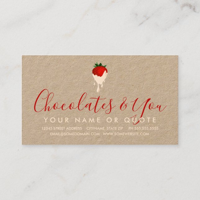 white chocolate strawberry business card (Back)