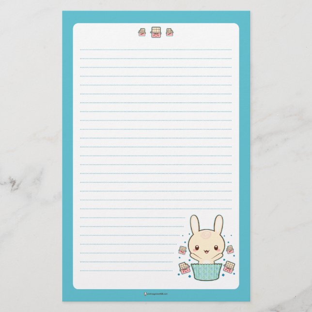 White Chocolate Truffle Bunny Stationery (Front)