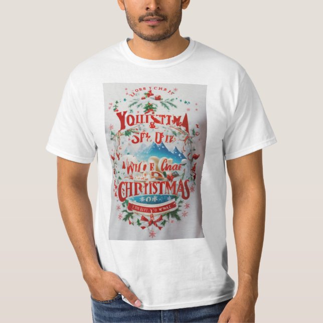 White Christmas 3D Cinema Theme T-Shirt Surface (Front)