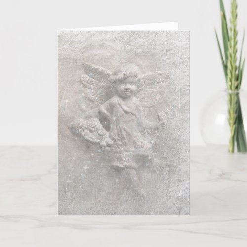 White Christmas angel Holiday Card