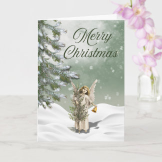White Christmas Angel in the Snow Greeting Card