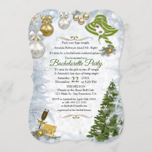 White Christmas Bachelorette Party Invitation