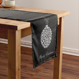 White Christmas Balls Short Table Runner
