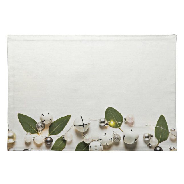 White Christmas Bells Modern Holiday Decor Cloth Placemat (Front)