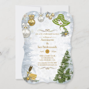 White Christmas Bridal Party Invitation