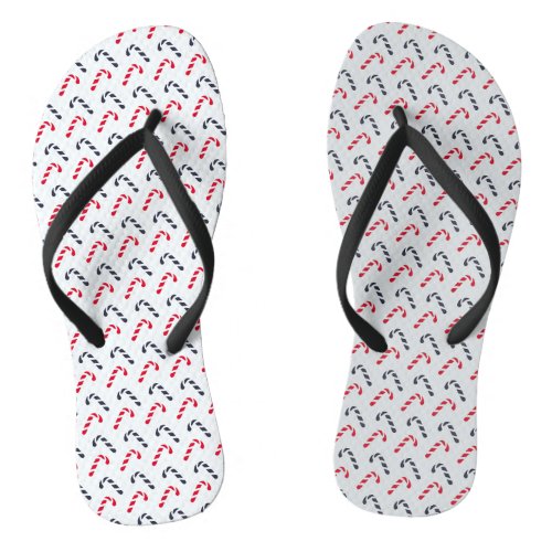 White Christmas Candy Cane Seamless Pattern Flip Flops