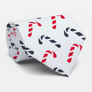 White Christmas Candy Cane Seamless Pattern Neck Tie