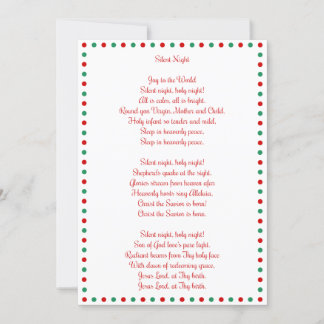 White Christmas Carol Silent Night Christmas Cards