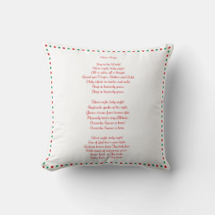 White Christmas Carol Silent Night Throw Pillows