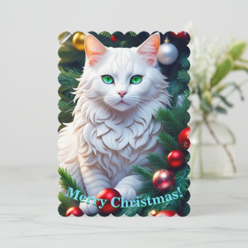 White Christmas Cat Holiday Greetings