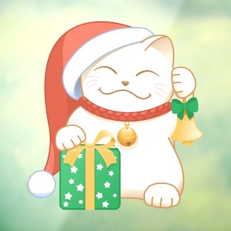 White Christmas Cat in a Red Hat