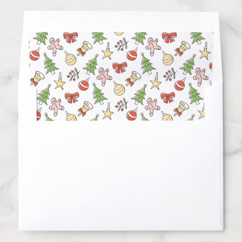 White Christmas Doddle Pattern Envelope Liner